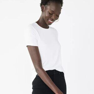 Nine West Essential Soft Spun Crew Neck T Shirt in White XXL, Short Sleeves